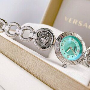 Ladies Versace 28mm Silver Watch New